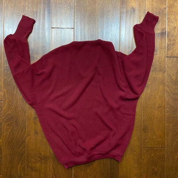 Izod Lacoste Vintage 70s Acrylic Orlon V-Neck Sweater Burgundy Men's Size Large - Picture 5 of 9